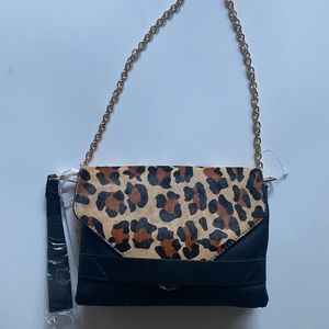 Cheetah bag with black leather